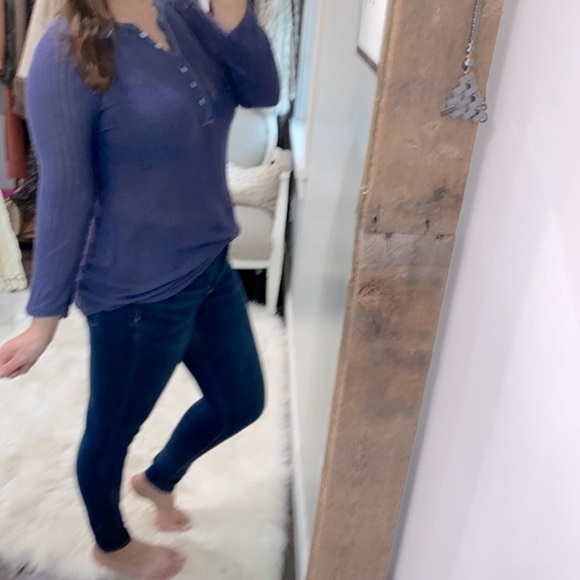 LUCKY Brand linen blend purple knit thermal top size small - Picture 3 of 8